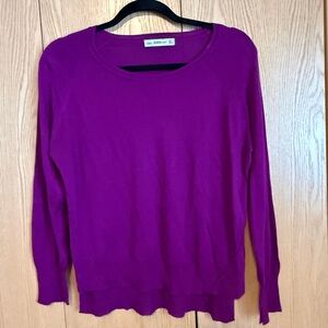 Zara Women's Vibrant Purple Crew Neck Sweater